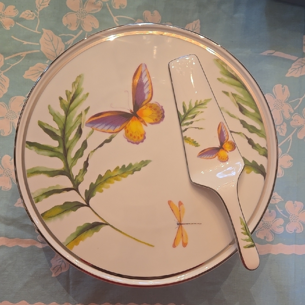 Floral Butterfly Cake Stand with Server